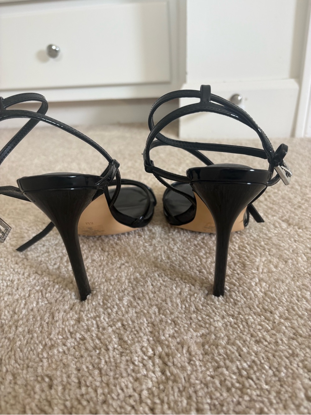 Calvin Klein Teagan Black Patent Strappy Stiletto - Picture 5 of 8